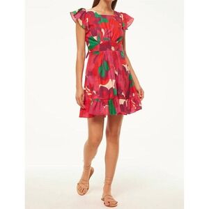 MISA Los Angeles | Belinda Vibrant Flora Rosada Print Ruffle Sleeve Dress
